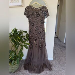 Adrianna Papell Floral-Beaded Gown